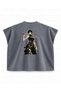 Jujutsu Kaisen Maki Zenin Sword-Armed Portrait Printed Boxy Oversize Sleeveless T-Shirt - Anthracite - 2