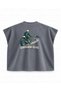 Far from the City Printed Boxy Oversize Sleeveless Biker T-Shirt - Anthracite - 2