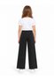29209-26 Girl's Stoned Leaf Detailed Loose Wide Leg Tasseled Jeans 6-12 Years Old - 4