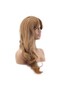 Wavy fiber synthetic wig with bangs - golden caramel light auburn - 3