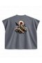 Black Mountain Printed Gothic Boxy Oversize Sleeveless T-Shirt - Anthracite - 2