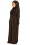 Two Piece Kids Prayer Dress Set with Scarf, Islamic Clothing Set for Girls Brown - 6