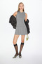 Nesta women's pile detailed striped mini gray dress - 2