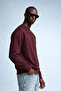 Men's Embroidered Shiny Claret Red Sweatshirt - 2