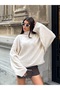 Women's Stone Turtleneck Oversize Bat Sleeve Sweater - 5