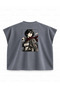 Attack on Titan Mikasa Ackerman Scarf Panel Printed Boxy Oversize Sleeveless T-Shirt - Anthracite - 2