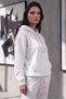 Women's White Combed Cotton Oversize Hooded Sweatshirt - 2