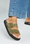 Sevalli 2 Women's Leather Genuine Leather Double Buckle Khaki Slippers - 4