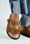 Sevalli 2 Women's Leather Genuine Leather Double Buckle Tan Slippers - 6