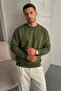 Men's Loose Textured Flare Khaki Sweatshirt - 2