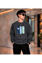 Men's Palm Silhouette Brushstroke Printed Crew Neck Casual Regular Fit Sweatshirt