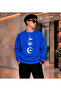 Men's Far East Calligraphy and Mountain Motif Printed Crew Neck Casual Regular Fit Sweatshirt