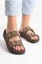 Women's Stylish, Double-Strapped, Gold Detailed Casual Slippers - 7