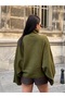 Women's Khaki Turtleneck Oversize Bat Sleeve Sweater - 6