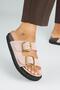 Sevalli 2 Women's Leather Genuine Leather Double Buckle Powder Slippers