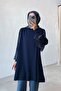 İpek Cupra Shoulder Buttoned Mercerized Tunic - Navy Blue - 4