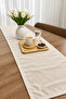 Light Beige Suede Textured Solid Color Runner Luxury Stitched Living Room Kitchen Dining Table Runner 40X150 - 2