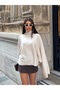 Women's Stone Turtleneck Oversize Bat Sleeve Sweater