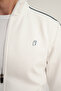 Stripe Agp 4 Full Length Zippered Men's Jacket with Stripe Detail and Stand Collar White - 4