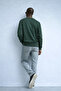 Men's Embroidered Shiny Khaki Sweatshirt - 6