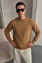 Men's Loose Textured Flare Caramel Sweatshirt - 4
