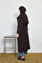 Women's Epaulette Detail Double Breasted Collar Lined Midi Length Trench Coat Bitter Brown - 6