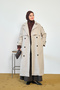 Women's Epaulette Detail Double Breasted Collar Lined Midi Length Trench Coat Stone - 2