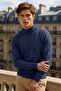 Men's Casual Daily Basic Navy Blue Sweater - 6