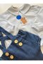 Handmade 100% Cotton Teddy Bear Concept Embroidered Jean Romper Set - 2