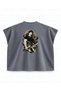Jujutsu Kaisen Toji Fushiguro Inverted Spear Action Printed Boxy Oversize Sleeveless T-Shirt - Anthracite - 2