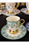 Kosova Colorful Footed Embroidered Coffee Cup Set 90ml Rsy204 - 6