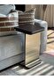 Modern Wooden Side Table with Stainless Steel Base - 6