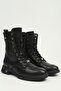 Women's Black Lace-Up and Zippered Thick-Soled Boots Pc-56109 - 3