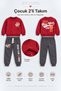 Boys' Basketball Printed 2-Piece Tracksuit Set Sweatshirt and Bottom Set Multi-Colored Ak118 - 2