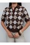 Baklava Pattern Short Sleeve Knit Sweater - 3