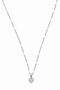 Special Chain Brass Necklace with Zircon Stone Heart Figure - Silver