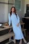Women's Long Buttoned B.Blue Striped Shirt Dress - 3