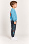 Boys' Basketball Printed 2-Piece Tracksuit Set Sweatshirt and Bottom Set Multi-Colored Ak118 - 4