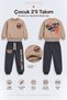 Boys' Basketball Printed 2-Piece Tracksuit Set Sweatshirt and Bottom Set Multi-Colored Ak118 - 2