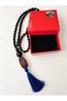 Black Onyx Crystal Long Necklace – 4 Color Silk Tassel Options Available - 2
