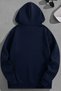 Unisex 3 Thread Cotton Navy Blue Happiness Print Loose Fit Sweatshirt Hoodie - 2