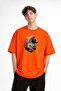 Bear2 - Premium Cotton Fabric Oversize Unisex T-Shirt Orange - 3