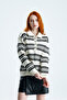 Striped Polo Collar Knit Sweater - 3