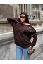 Women's Brown Boat Neck Sweater with Stone Detail - 4