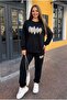 Women's Plus Size Long Sleeve Leaf Patterned Tracksuit Set 8301-27