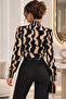 Women's Long Sleeve Turtleneck Geometric Pattern Stylish Single Jersey Blouse - 4