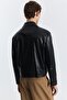 Metal Decorated Button Faux Leather Coat - 6