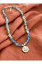 Green Quartz and Fluorite Natural Stone Necklace with Pearl Detail - 4
