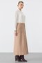 Coated button detailed knitwear skirt camel - 3