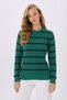 Women's Soft Textured Green Navy Blue Striped Knitwear Sweater Crew Neck Long Sleeve Knitted Sweater - 2